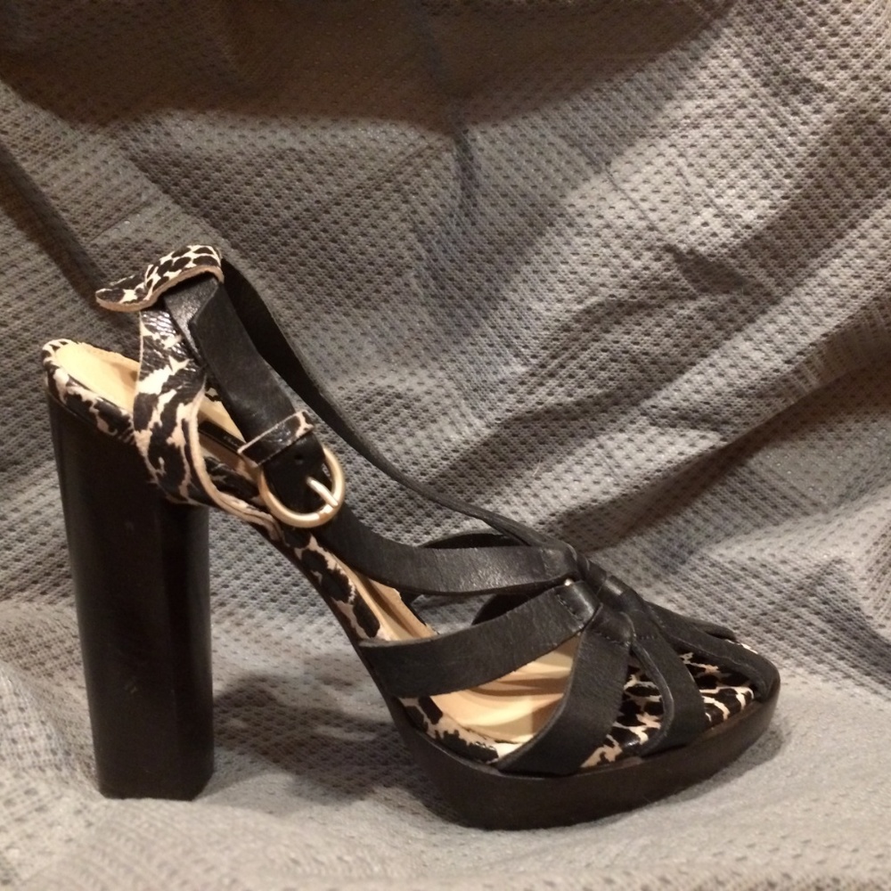 Paul Smith Black and Leopard Platform Sandals EUC